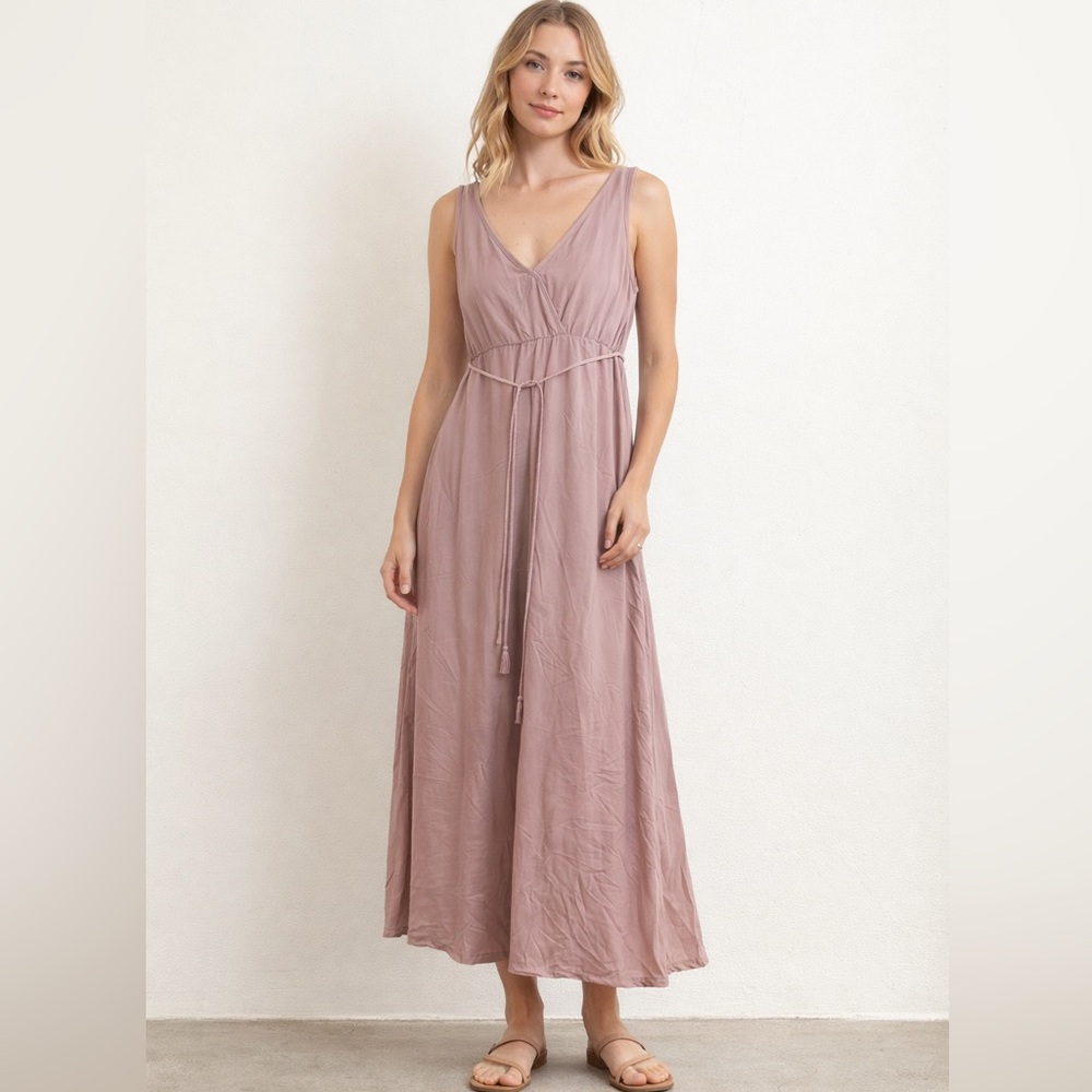 Rayón Mauve Maxi Dress Size L Rayon Sleeveless Boho